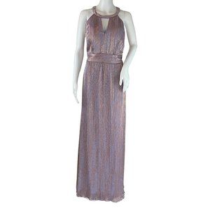Night Way Collections Metallic Lavender Halter Maxi Dress